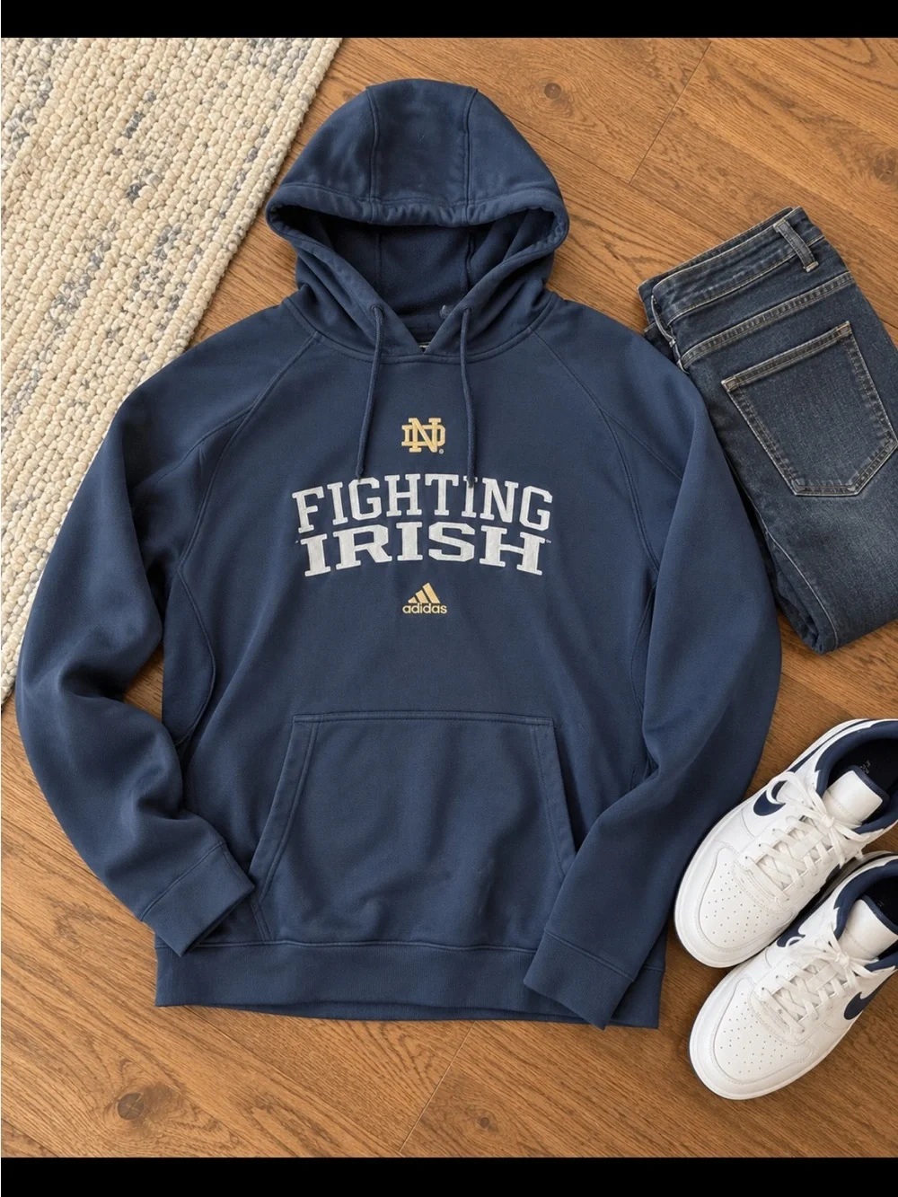 adidas Navy Blue Fighting Irish Pullover Hoodie